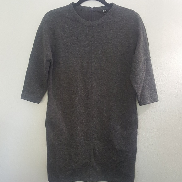 Uniqlo Classic Grey 3/4 Sleeve Dress with Pockets - Picture 2 of 4